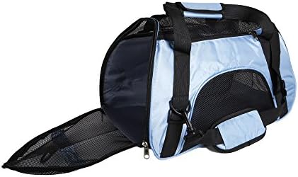 Soft Sided Pets Carrier, MABEE [18.5" L x 9.5" W x 13"H] Soft Sided Carriers Airline Approved - Pet Travel Portable Bag Home for Dogs, Cats and Puppies (Medium, Blue)