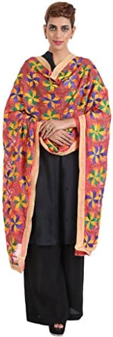 Narangi Women's Narangi Women Phulkari Embroidered Dupatta/Scarf/Wrap/Stole Free Size Peach