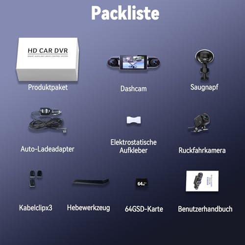 360° Dash Cam Car Front Rear 4 Channel Dash Cam Car Camera FHD 4K + 1080Px3, Free 64GB SD Card, WDR Night Vision (8 IR LEDs), G-Sensor, 4 x 140° Wide Angle, 3 Inch IPS Display, 24/7 Parking Mode, Loop