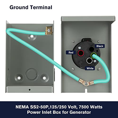 PAULINN 50 Amp Generator Power Inlet Box NEMA 3R Power Inlet Box125/