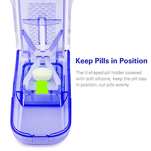 BUG HULL Pill Cutter for Small Pills with Blade Guard, Tablet Splitter with Finger Protect Guard, Stainless Blade Medicine Slicer Cutting Drugs Cleanly