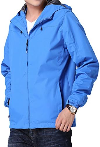 BINGKA Mens Casual Outdoor Hooded Windbreaker Sportswear Lightweight Outwear Jacket Coat Skyblue US Size M (Asia Size L)