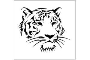 HANDMADE Tiger Head Stencil 4 Inch Wild Cat Detailed Animal Design Reusable Sheet for DIY craft crafting card making cookie cake airbrushing small miniature MIN282