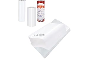 YOUKE OLA 100 PCS Sublimation Shrink Wrap Sleeve 5x10 Inch White Bags for 20oz Skinny Tumbler, Heat Transfer Shrink Wrap Film