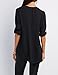 Zeagoo Women's V Neck Zip Front Roll Sleeve Chiffon Blouse Shirt