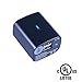 Dual Usb Charger Socket Power Outlet 2.1a & 1a Home Travel Watt Wall Charger Foldable Plug Portable UL Certified (Black)