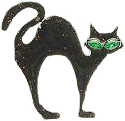 Seasons Jewelry Magnetic Clasp Silver-Plated Pendant (Halloween Cat Pin/Pendant)