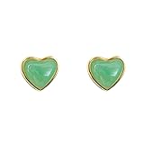 Green Crystal Heart Earrings Raw Stone Jade Healing