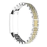 For Fitbit Alta Bands, Fitbit Alta HR Straps, Rosa Schleife Fitbit Fitness Stainless Steel Metal Watch Band Smart Watch Adjustable Replacement Accessory Wrist Bands for Fitbit Alta/Alta HR-Silver/Gold