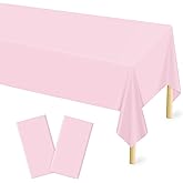 Mulbozy 2 Pcs Pink Plastic Tablecloth, Light Pink Table Cloth Disposable | 54&times;108 Inch, Waterproof, Rectangle Pastel Table Covers for Gril Birthday Party, Valentines, Mothers Day,Wedding,Baby Shower