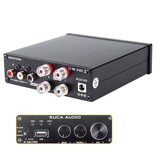 TDA7498E 2 Channel Stereo Audio Amplifier Receiver, Ansten 2.0CH Bluetooth 5.0 Mini Hi-Fi Class D Integrated Amp for Home Desktop Speakers 160W x 2 with Bass Treble and USB Port