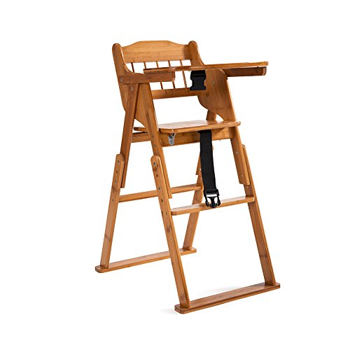 Elenker wooden folding high chair with tray adjustable …