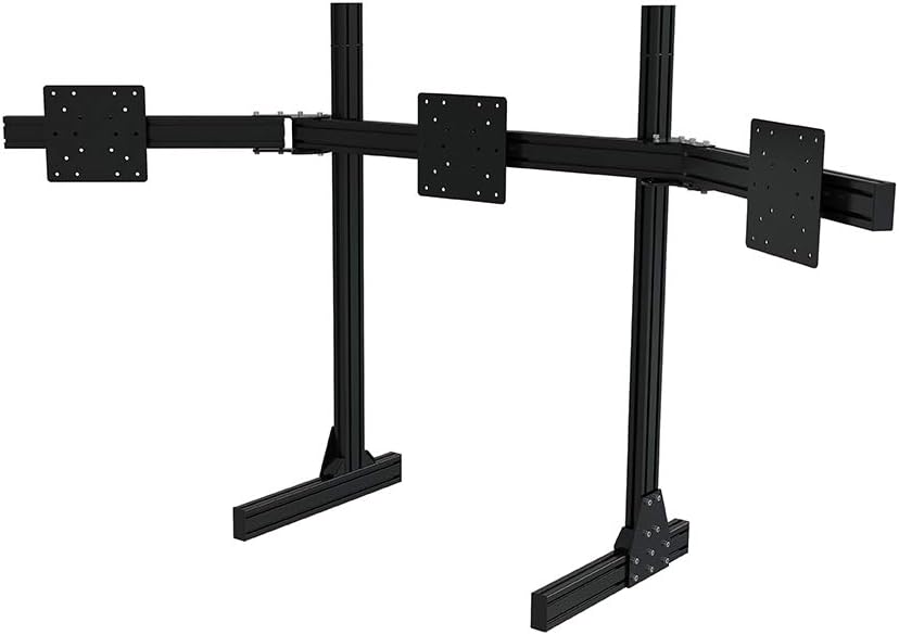 Trakracer TR8020 Black Aluminium Floor Triple Monitor Stand with VESA Mounts for Monitors up to