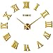 FASHION in THE CITY 3D DIY Mirror Surface Wall Clocks Creative Design Room Decorative Wall Watches (Gold)