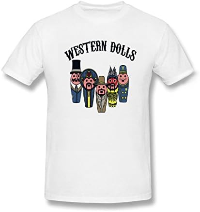 UIZO Men's Cotton T-shirt Tee Western Dolls Short Sleeve,White,Size M Apparel