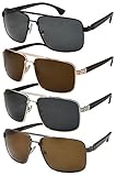 Edge I-Wear Square Aviator Sunglass with Polarized Lenses 25001-P