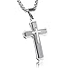 Classic Cross Necklace for Men Silver Black Gold Stainless Steel Christ Cross Crucifix Pendant Necklace Religious Jewelry Gift Box Chain 21.6 Inches
