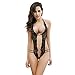 Sexy Lingerie Halter Lace Baby Doll Bodysuit for Women Black