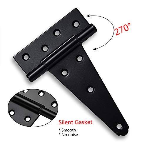 6 Inch TStrap Shed Door Hinges Heavy Duty ,Black Tee Hinge For Wooden