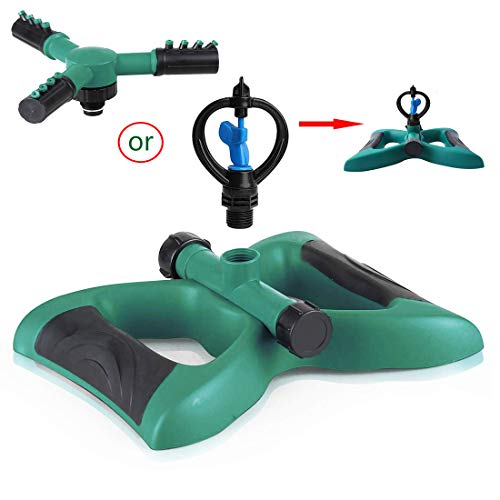 711TEK Garden Sprinkler Automatic Lawn Sprinkler Water Sprinkler Lawn Irrigation System 360 Degree Rotating Adjustable Oscillating Sprinkler for Garden Lawn Yard Kids (Sprinkler with Extra Head)