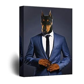 Canvas Wall Art Interesting Animal Head Portraits Painting Artwork for Home Prints Framed - 12x18 inches