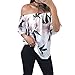 Poptem Womens Summer Off Shoulder Floral Print Blouse Short Sleeve Sexy Tops Casual Ruffle Shirt