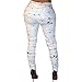 VICVIK Women White Knee Skinny Denim Distressed Ripped Jeans (M)