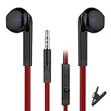 Earbuds, BYZ Wired Earphones with Microphone Stereo in-Ear Headphones for Running Workout Gym Red