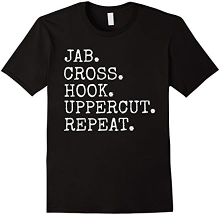 Mens Jab Cross Hook Uppercut Repeat Funny Boxing T-Shirt Medium Black
