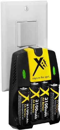 Xit XTCRCH3100 Rapid AA/AAA Battery Charger AC/DC 3100mAh with 4 AA Batteries (Black)