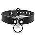 VP Leather Martin I Collar – Stylish Adjustable Neck Collar for Men & Women - Top Grain Leather & Soft Lambskin, Fashionable Design w/Nickel Plated Buckles, Eyelets, Studs & O-ring (Black, Small)