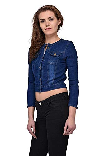 mi overseas full sleeve short cropped front button shaded denim jacket for women/girls | winter wear