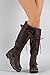 Buckled Combat Lace Up Lug Sole Knee High Vegan Leather Punk Boots