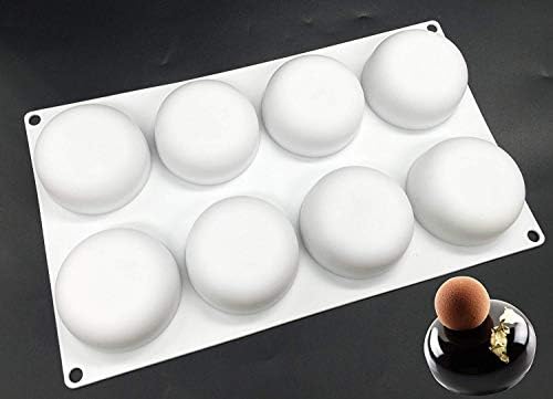 Larger Silicone Mousse Mold, Soap Mold, Round Mold, Baking Mold Cake Pan, Biscuit Chocolate Mold,Ice Cube Tray 8 (Round)