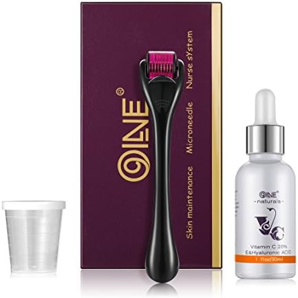 Derma Roller Face Serum Kit for Face- 540 Titanium Micro Needles 0.25mm,Set Includes Micro Needle Dermaroller +Vitamin C with Hyaluronic Acid Facial Serum that Treats Acne,Scars,Stretch Marks,Wrinkles