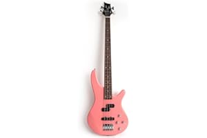Fojill Full Size FBIB-60 Electric Bass Guitar 4 String Right Handed with Gig Bag (Pink)