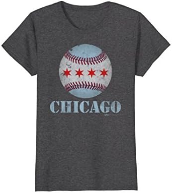 Womens Vintage Chicago Baseball Flag T Shirt Large Dark Heather