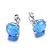 JunXin® Three Color 925 Sterling Silver Round Cut Opal Stud Earring 7.5MM (Blue)