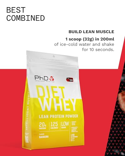 PhD Nutrition Diet Whey Lean Protein | Whey Protein Powder Banana Flavour 1 kg [ Packaging May Vary ]