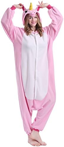 Sweetdresses Adult Unisex Animal Sleepsuit Kigurumi Cosplay Costume Pajamas (Medium, Pink Unicorn)
