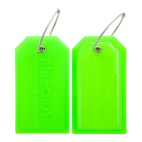 BlueCosto 5 Pack Green Luggage Tags for Suitcases Silicone Tag Travel