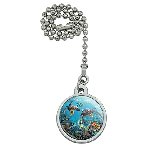 Ocean Coral Reef Sea Turtles Diving Ceiling Fan and Light Pull Chain