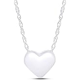 AFFY Sliding Heart Pendant Necklace 3D Puffed Heart Jewelry for Women in 14K Gold Plated Sterling Silver