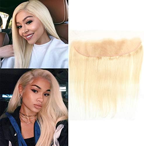 Lace Frontal 613 Blonde Hair Closure Lace Frontal 13x4 Free Part Bleached Knots Top Swiss Lace Closure Frontal Short Hair Platinum Blonde 10 inch Frontal