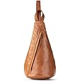The Sak Geo Sling Backpack in Leather, Convertible Design, Tobacco