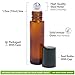 6 Amber Essential Oil Roller Bottles - Metal Rollers - FREE Recipe eBook for Roll-ons! - Useful for Aromatherapy - Mix with Fractionated Coconut, Jojoba, Almond and Carrier Oils - Solid Amber Glass
