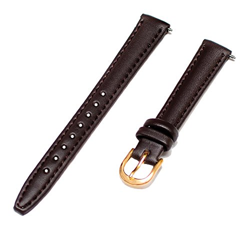 Voguestrap TX48412BRN Comfort Strap 12mm Women's Dark Brown Padded Stitched Calfskin Leather Watchband