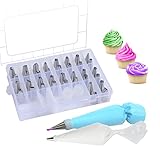 Master Cake Decorating Tips Set, 40 Pieces Stainless Steel Icing Tip Set With 36 Piping Tips, 3 Pastry Bags, 1 Reusable Plastic Couplers for Cakes Cookies Cupcake Decorating