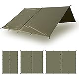 Aqua Quest Defender Tarp - 100% Waterproof Heavy Duty Nylon Bushcraft Survival Shelter - 10x7, 10x10, 13x10, 15x15 Camo or Olive Drab (Olive Drab, 10 x 10 ft)