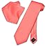 Vesuvio Napoli Solid CORAL PINK Color NeckTie & Handkerchief Men's Neck Tie Set